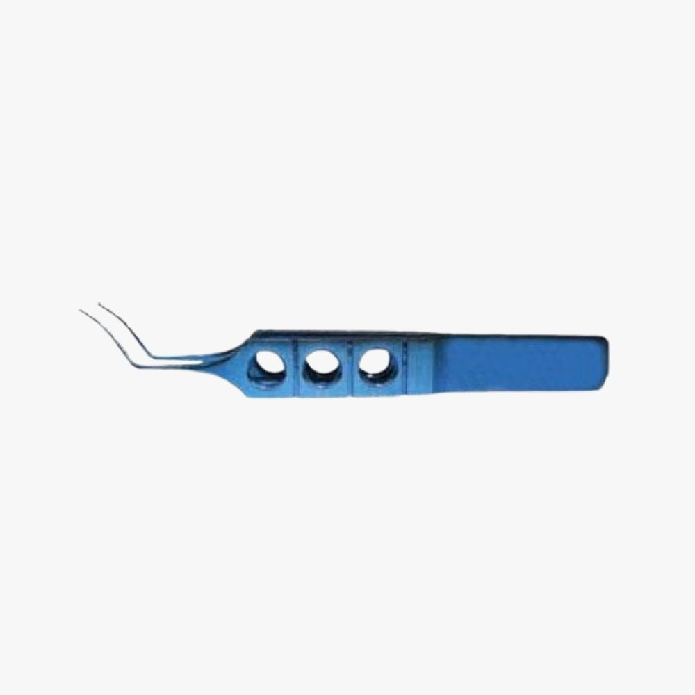 12mm Curved Shaft Utrata Capsulorhexis Forceps Anodized titanium with open-slot handle and anti-glare finish