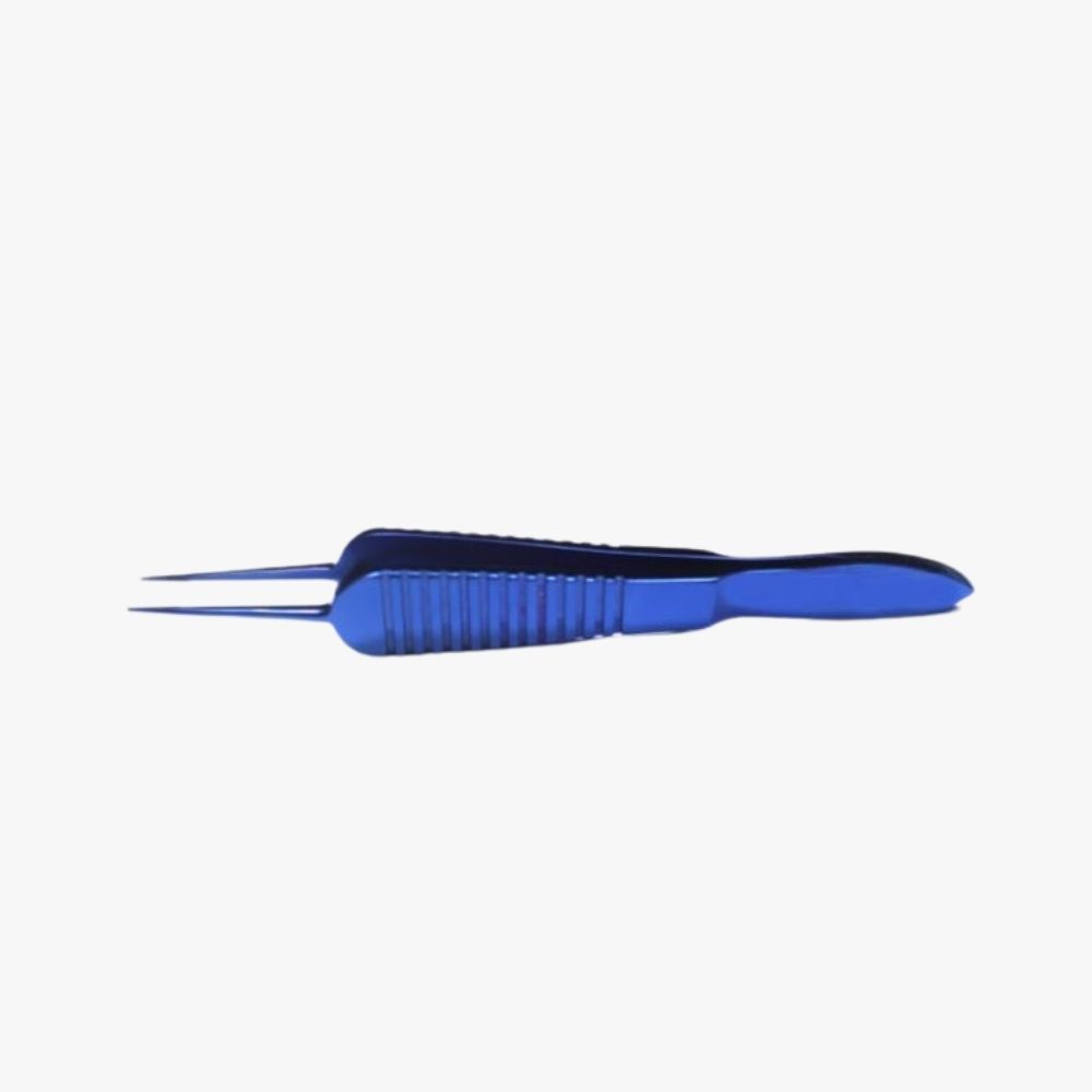 St. Martin Corneal Forceps – 0.12 mm Teeth Anodized titanium with ribbed handle and anti-glare finish