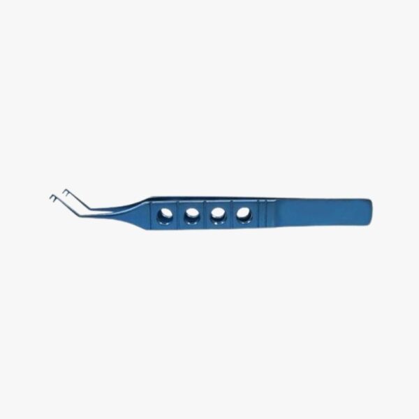 0.12mm Teeth, 115mm Polack Corneal Suturing Forceps Anodized titanium with open-slot handle and anti-glare finish