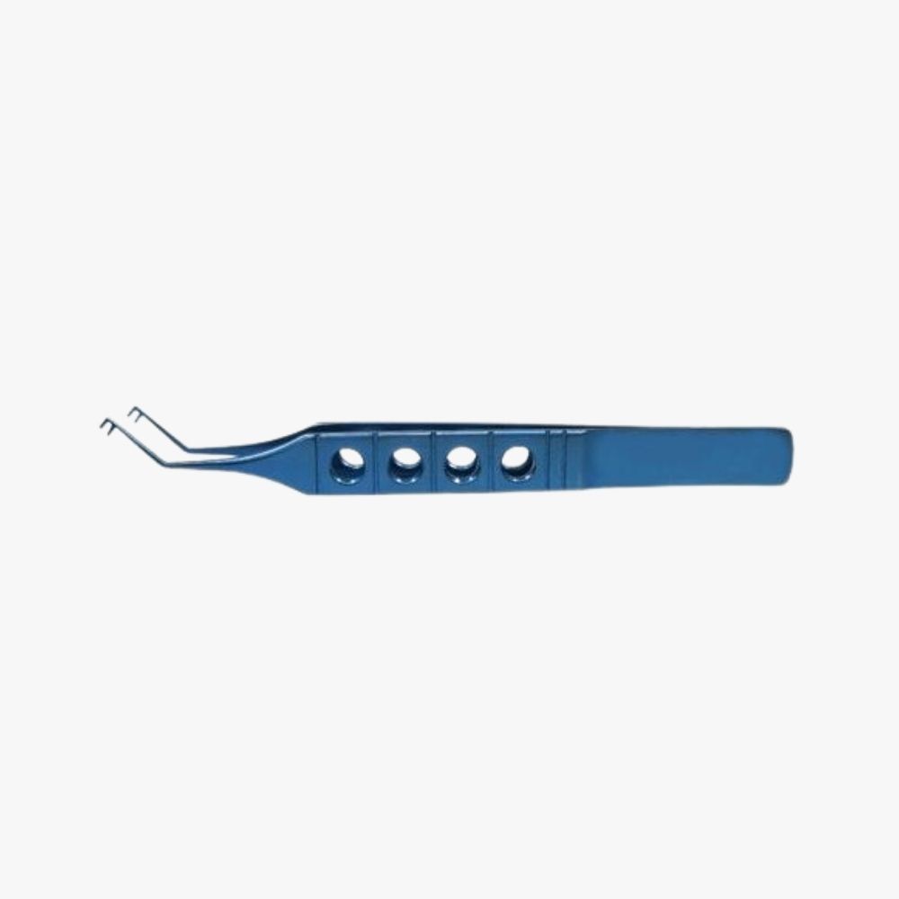 Polack Corneal Suturing Forceps – 0.12mm Teeth, 85mm Anodized titanium with open-slot handle and anti-glare finish