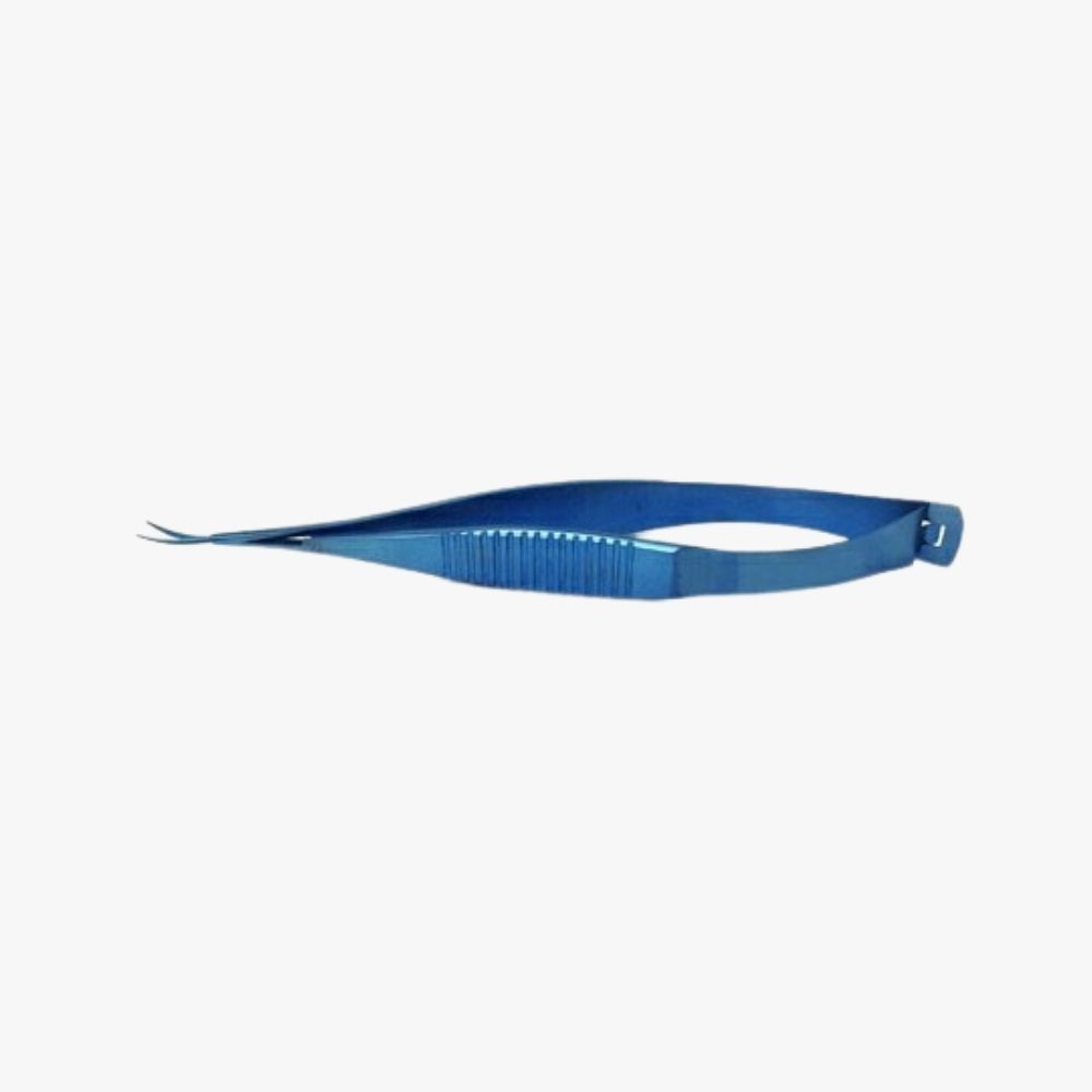 Castroviejo Curved Corneal Scissors – 11mm Tip, 105mm Anodized titanium with ribbed handle and anti-glare finish