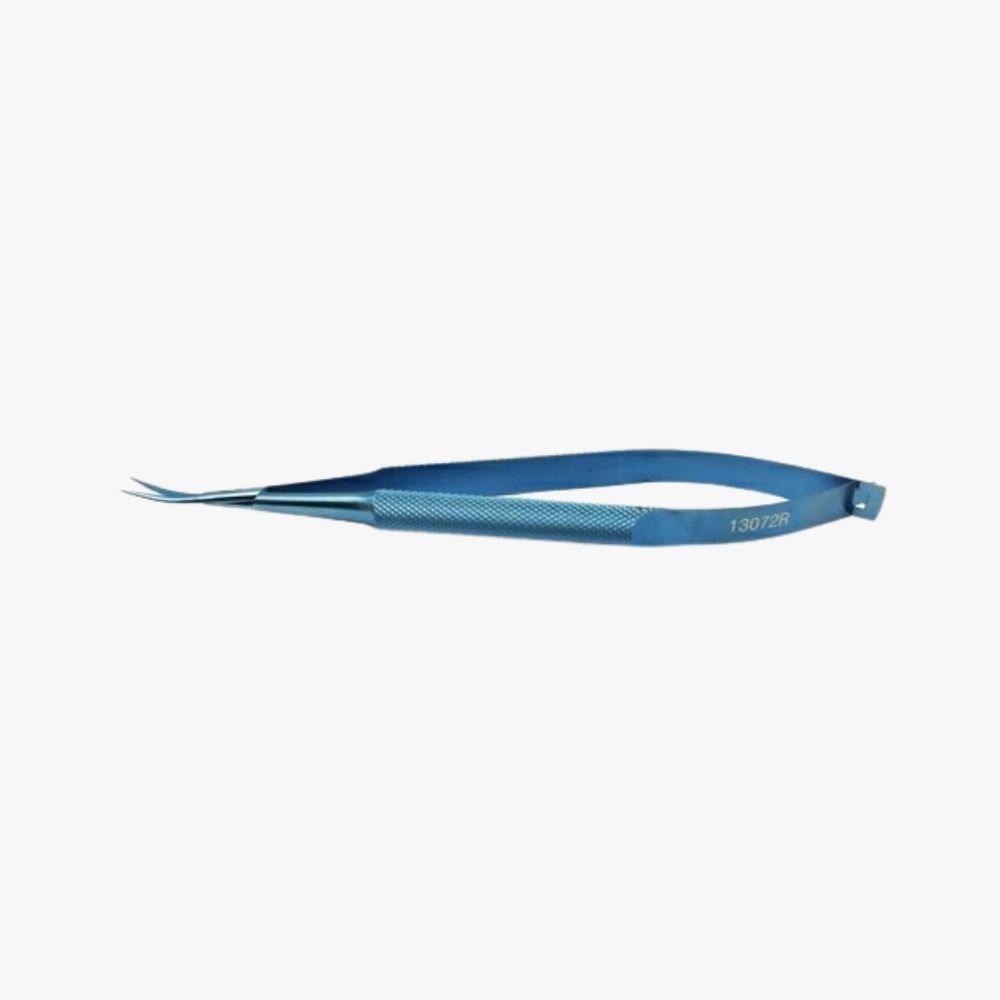 Castroviejo Curved Corneal Scissors – 11mm Tip, 112mm Anodized titanium with textured handle and anti-glare finish