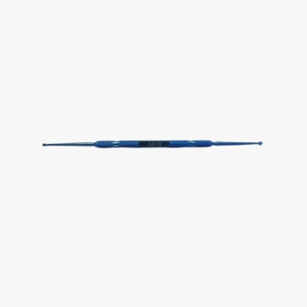 1.5mm / 2.0mm Cups Double-Ended Chalazion Curette Anodized titanium with textured handle and anti-glare finish