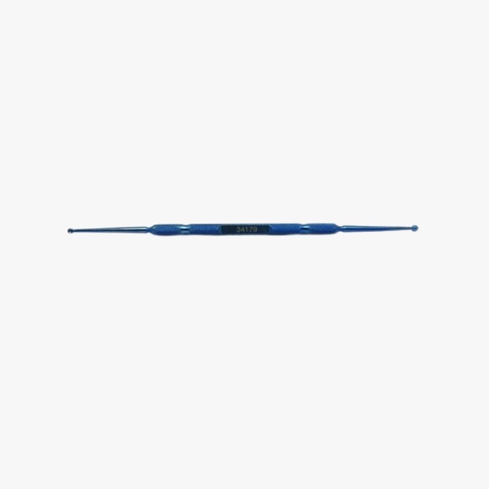 1.5mm / 2.0mm Cups Double-Ended Chalazion Curette Anodized titanium with textured handle and anti-glare finish