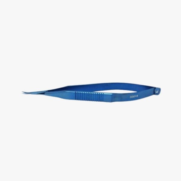 16mm, 130mm Length Westcott Conjunctival Scissors Blunt Tips, Lightly Curved Blades Anodized titanium with ribbed handle and anti-glare finish