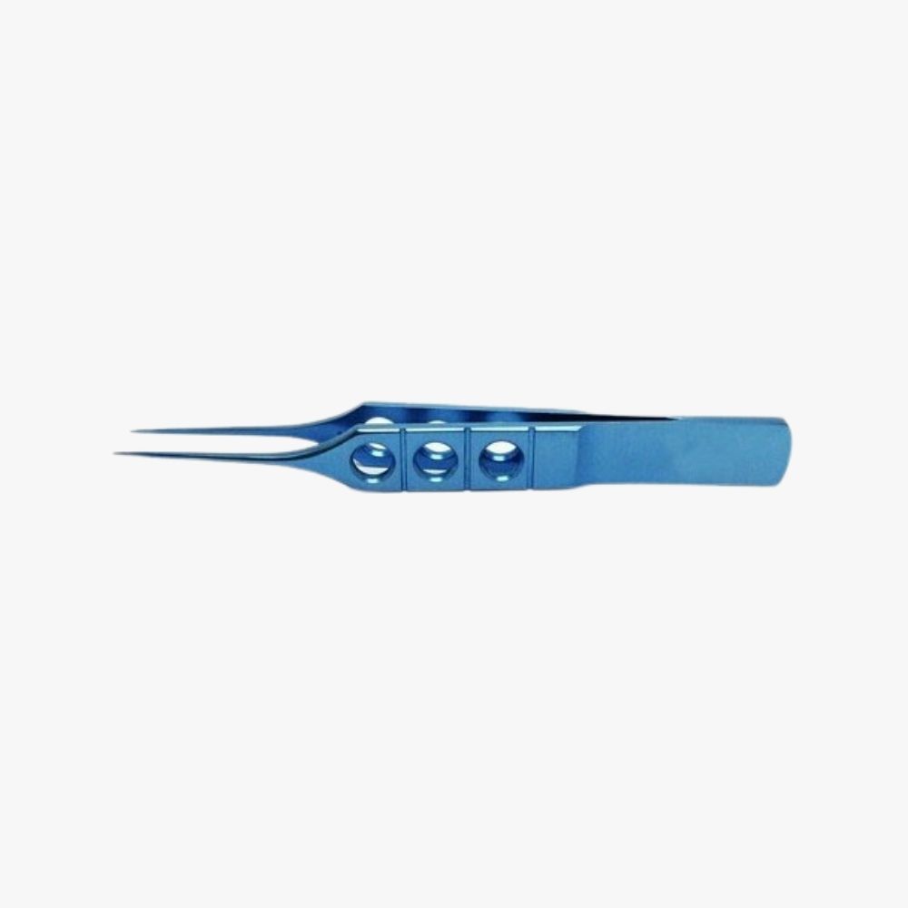 Pierse Straight Fixation Forceps – Notched 0.1mm Teeth, 108mm Anodized titanium with open-slot handle and anti-glare finish