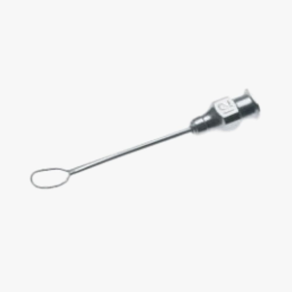 Irrigating Vectis/5 mm Loop – 18G Thin-Wall Cannula stainless steel with all-metal Luer hub and anti-glare finish