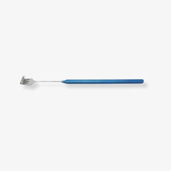 Knapp (Rollet) Lacrimal Sac Retractor – 8mm Blunt 4-Prong Tip Anodized titanium with round handle and anti-glare finish
