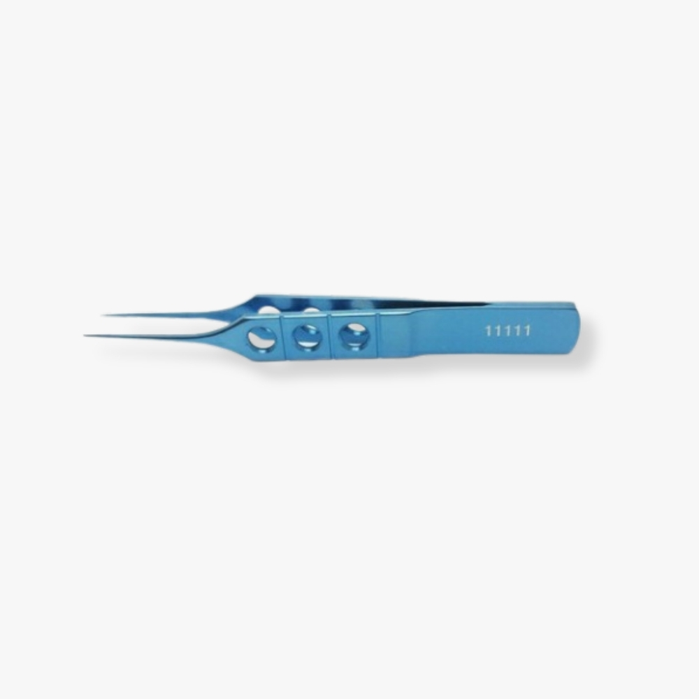 12mm Teeth Straight Toothed Forceps Anodized titanium with spring handle and anti-glare finish