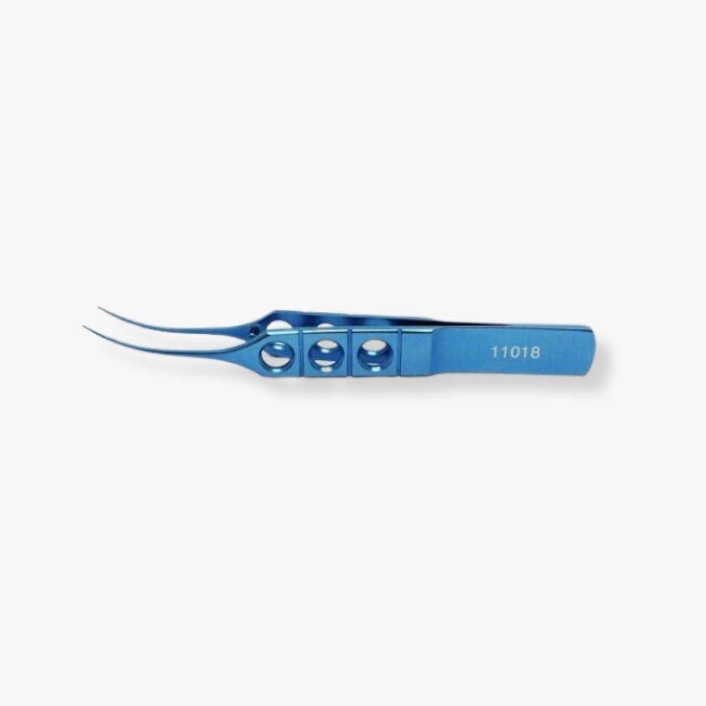 Curved Tying Forceps – 85mm Anodized Titanium with lightweight handle and anti-glare finish