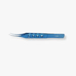 115mm Curved Tying Forceps Anodized Titanium with lightweight open-slot handle and anti-glare finish
