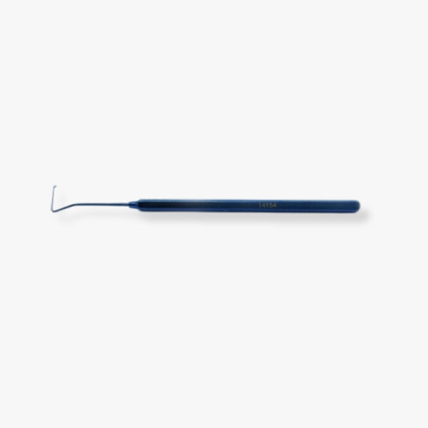 Blunt Tip 12mm Helveston Muscle Hook Anodized titanium with slim, round handle and anti-glare finish