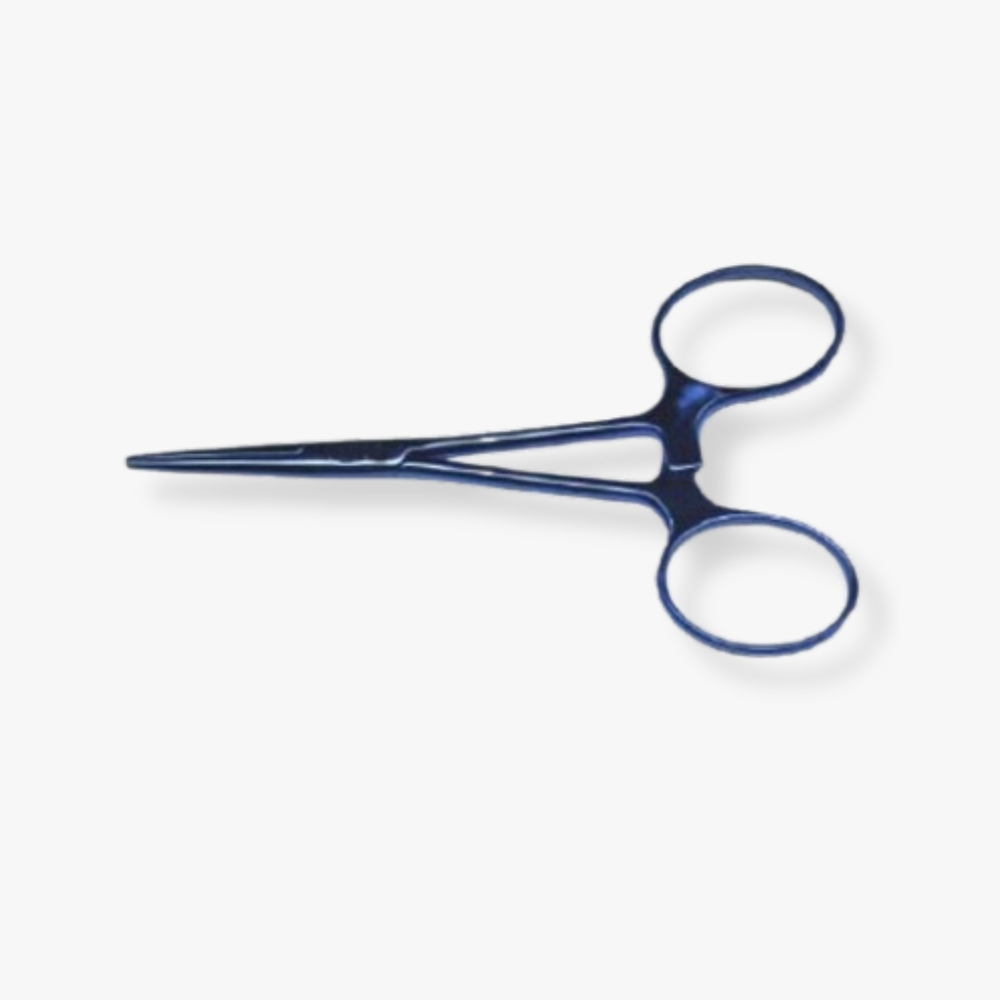 Hartmann Hemostatic Mosquito Forceps – Curved 20mm Serrated Jaws Anodized titanium with ring handle and anti-glare finish