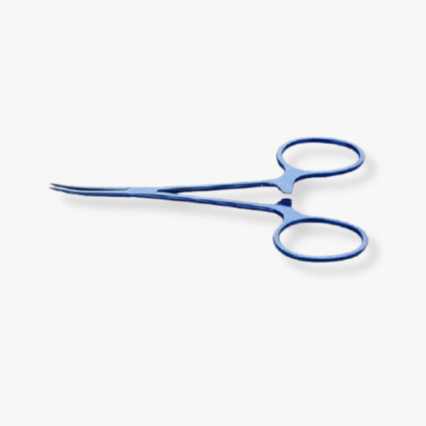 Halsted Mosquito Forceps – Curved 32mm Jaws Anodized titanium with ring handle and anti-glare finish