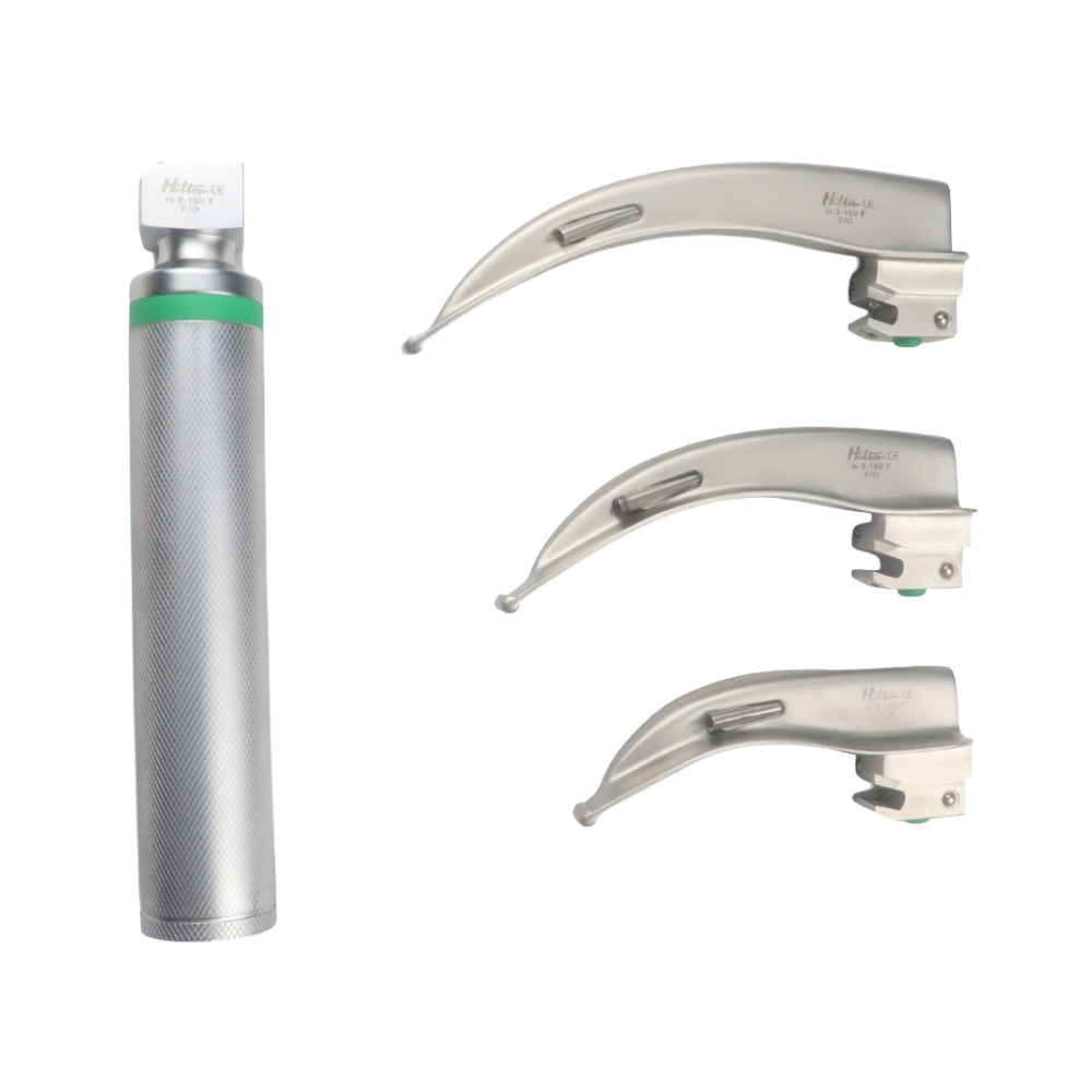 Fiberoptic laryngoscope set 3 blades for enhanced airway view