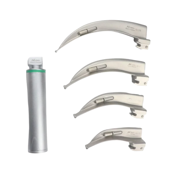 Fiberoptic laryngoscope set 4 blades for surgical airway control