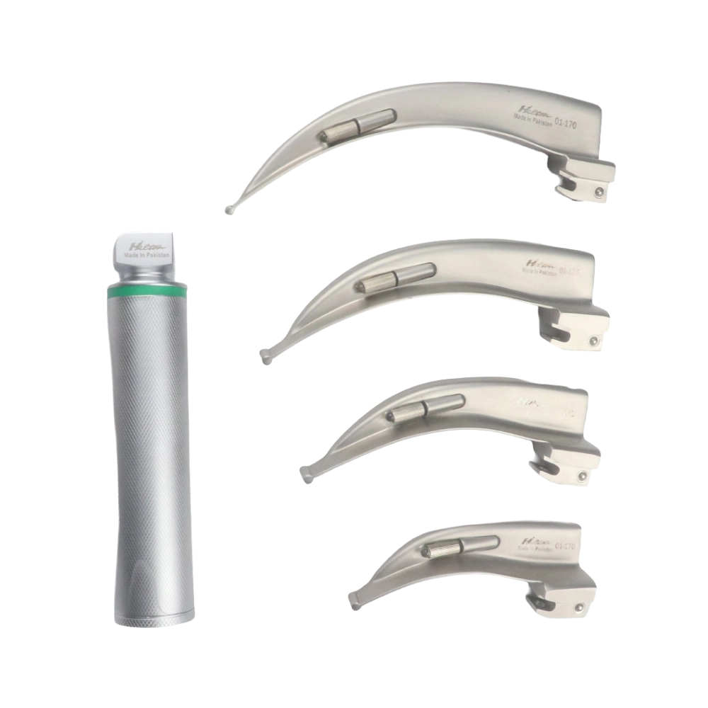 Fiberoptic laryngoscope set 4 blades for surgical airway control