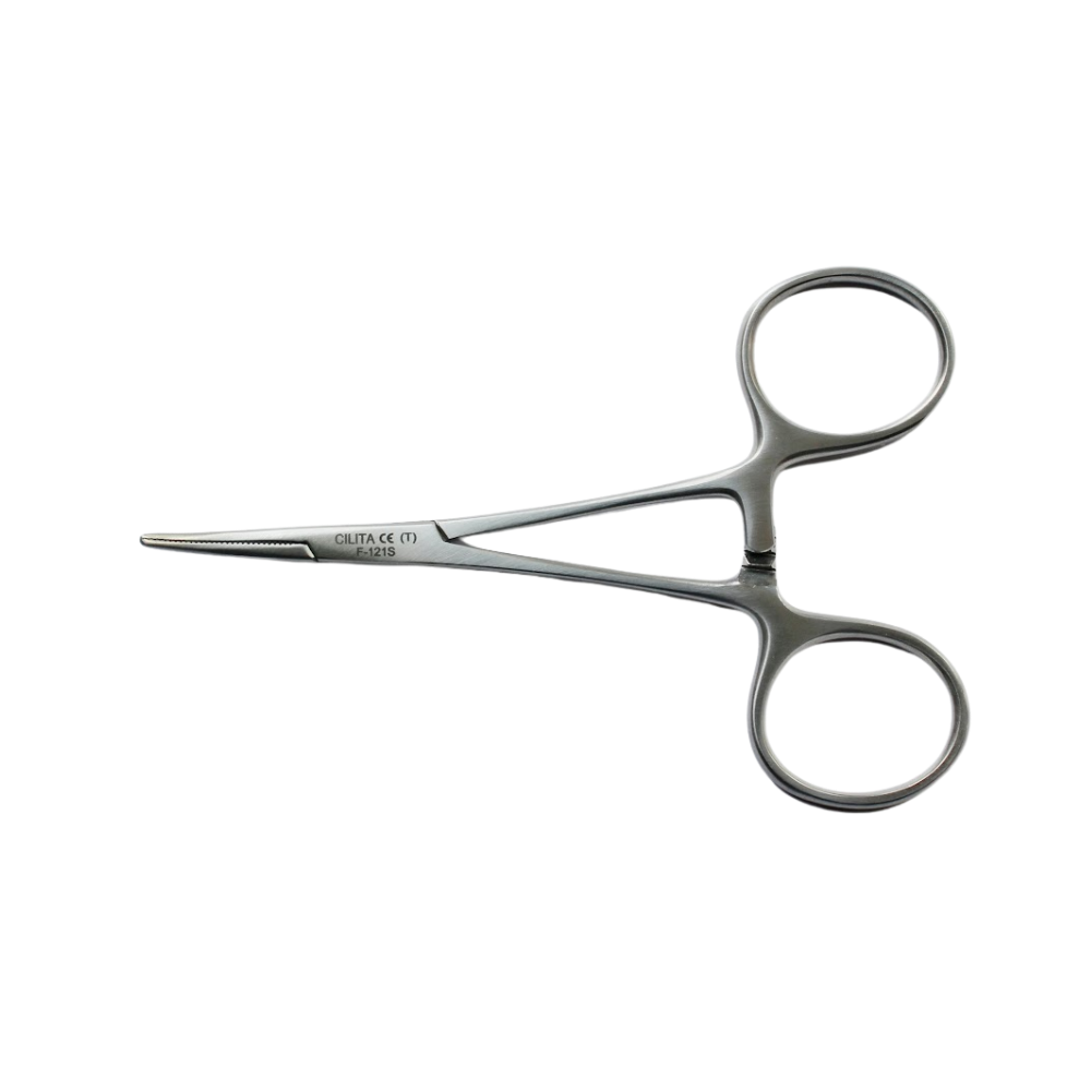 Halstead mosquito forceps stainless steel ratchet handle curved