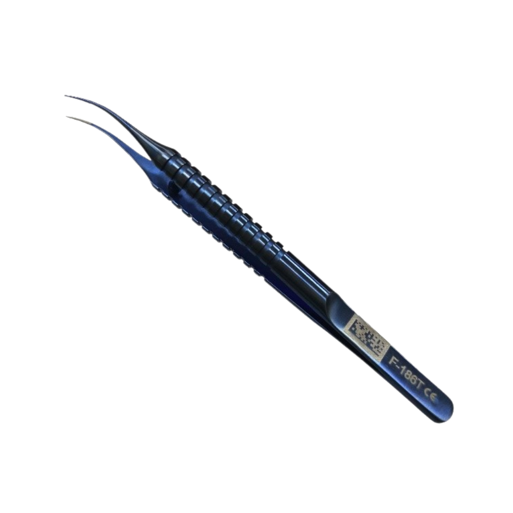 Tennant tying forceps stainless steel spring handle curved 6 mm