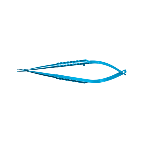 Barraquer needle holder stainless steel spring handle extra fine curved jaws 8 mm