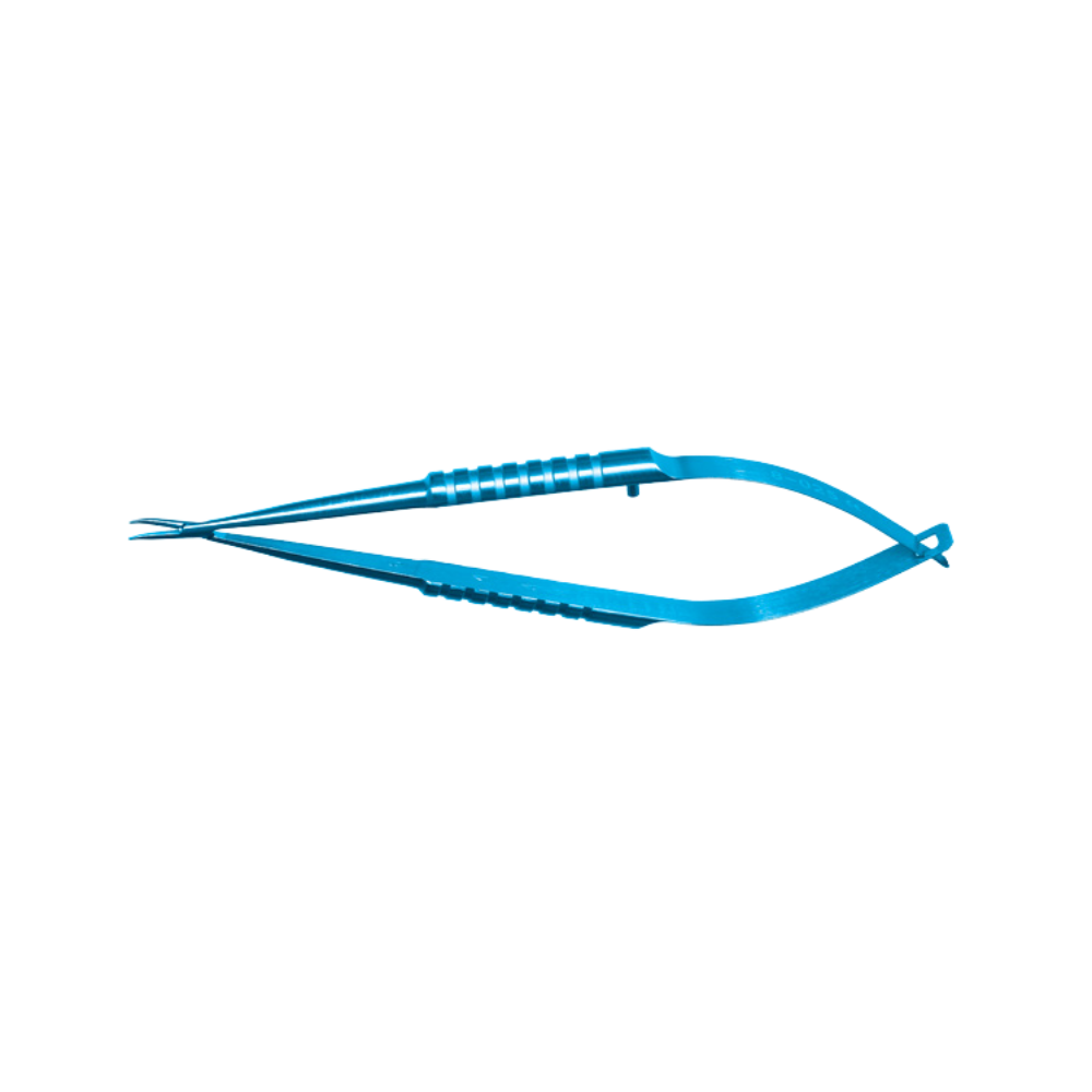 Barraquer needle holder stainless steel spring handle extra fine curved jaws 8 mm