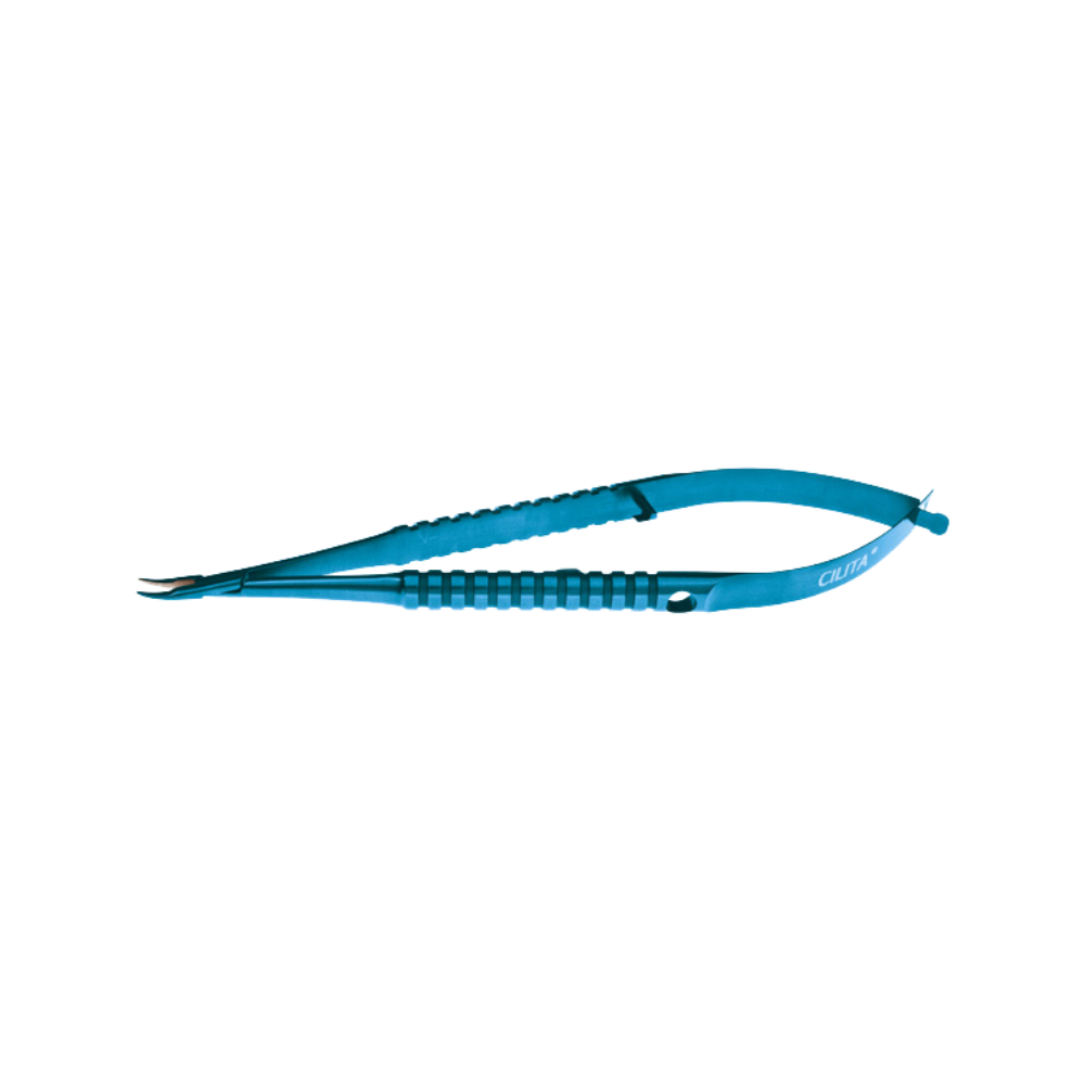 Barraquer needle holder stainless steel spring handle fine curved jaws 12 mm