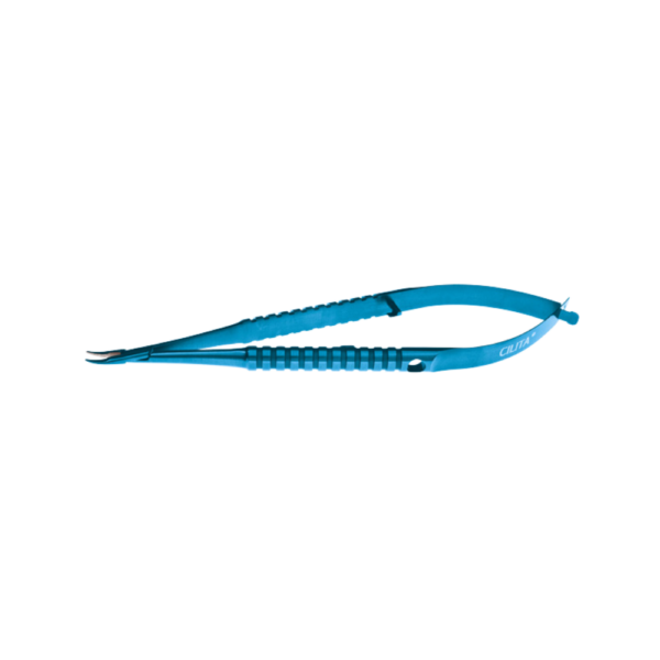 Barraquer needle holder stainless steel spring handle extra fine curved jaws 8 mm