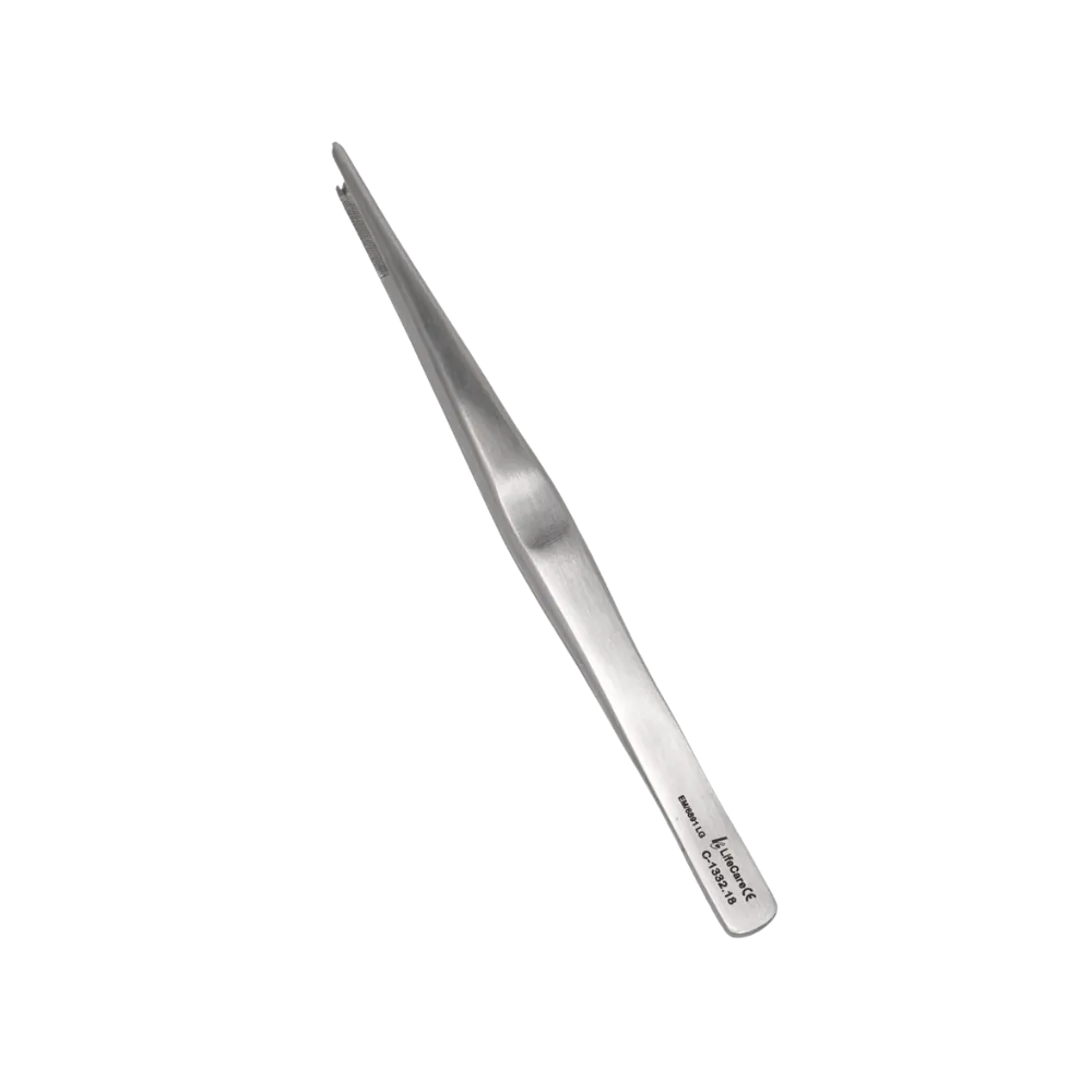 Lane tissue forceps 1x2 teeth 18 cm for surgical precision