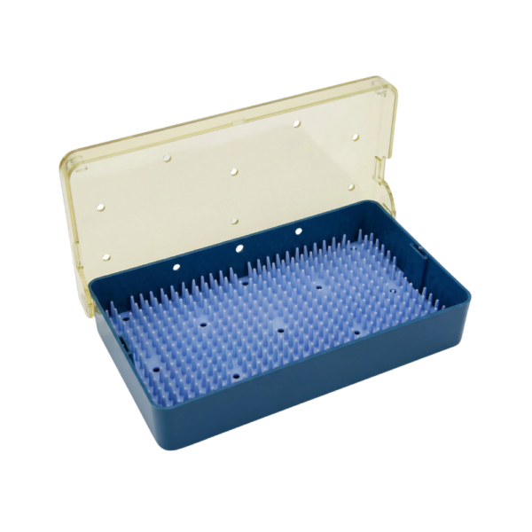 Sterilization tray with silicone mat and transparent lid, medical resin tray, transparent lid variant