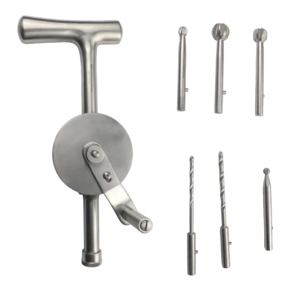 Hudson Type Cranial Drill Set for precise cranial bone preparation