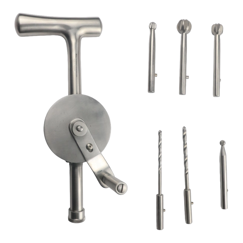 Hudson Type Cranial Drill Set for precise cranial bone preparation
